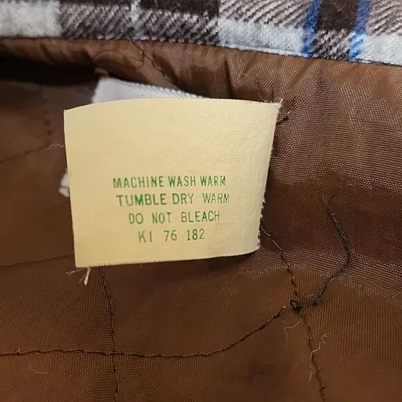 Vtg Perma-Prest Mens Store Plaid Button-Up Shirt Jacket Shacket Brown USA Tall L - Picture 6 of 6